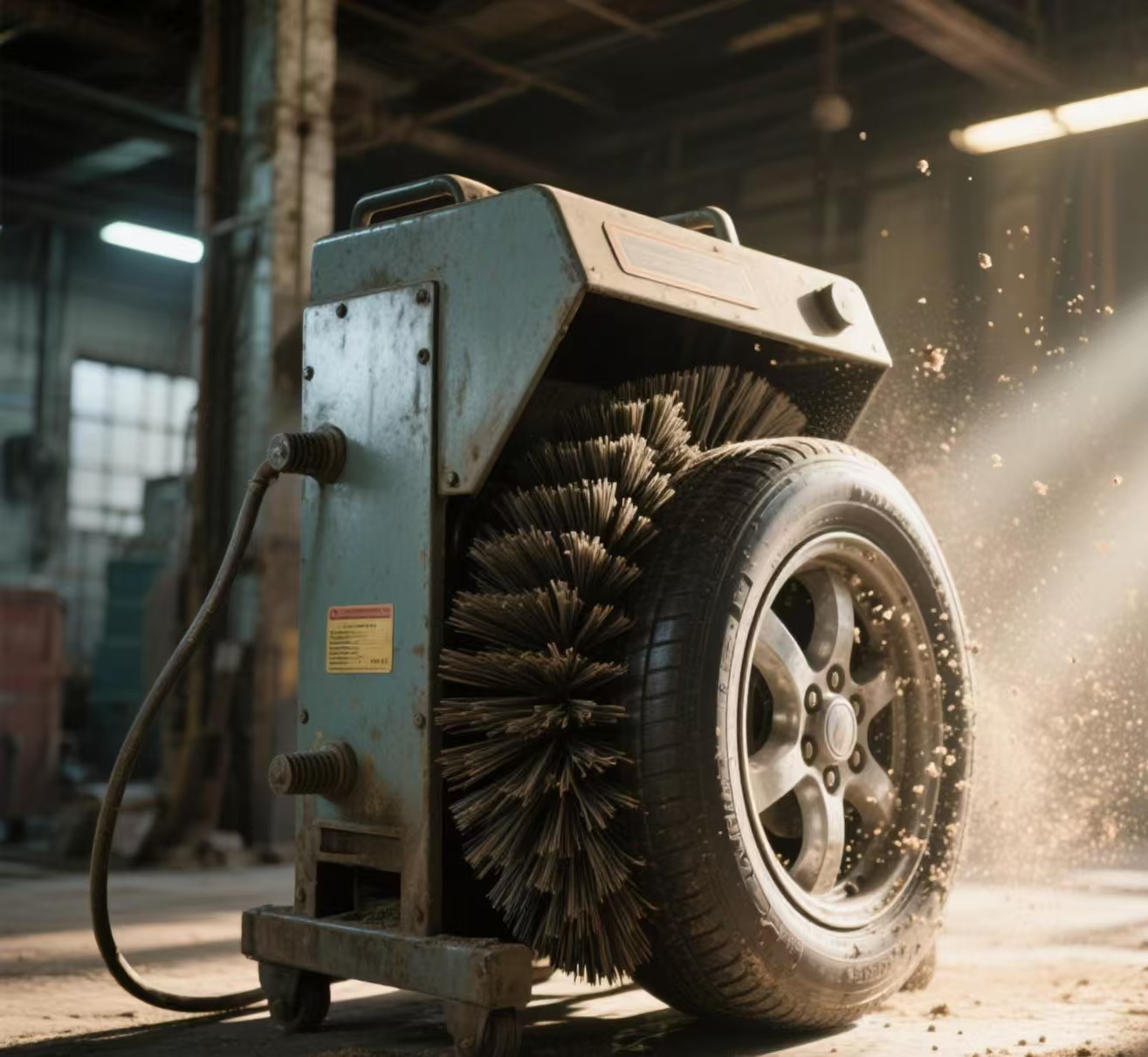 The wheel cleaner machine with brushes